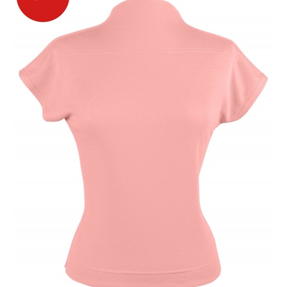 Vivien of Holloway Cap Sleeve Funnel Neck Top Ballerina Pink medium - Picture 1 of 2